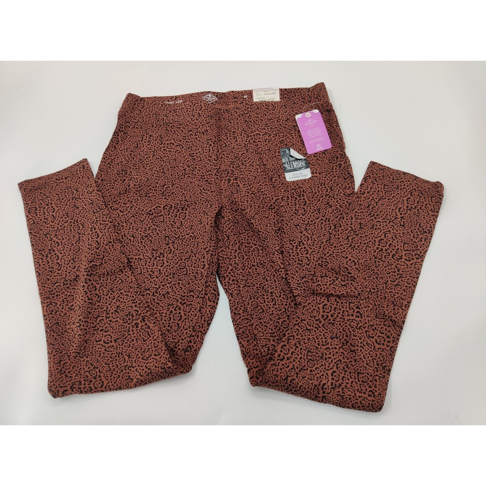 St Johns Bay Womens Skinny Leg Comfort Stretch Animal Print Brown Size M‎ NWT